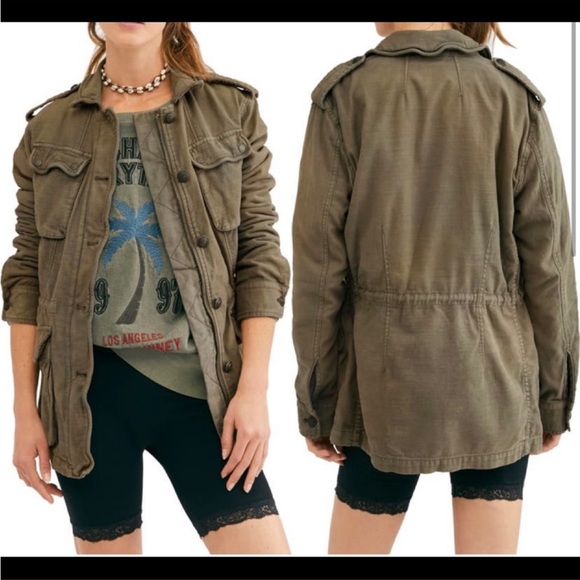 Free People Jackets & Blazers - Free People Oversized Not Your Brother's Surplus Jacket in Olive size XS